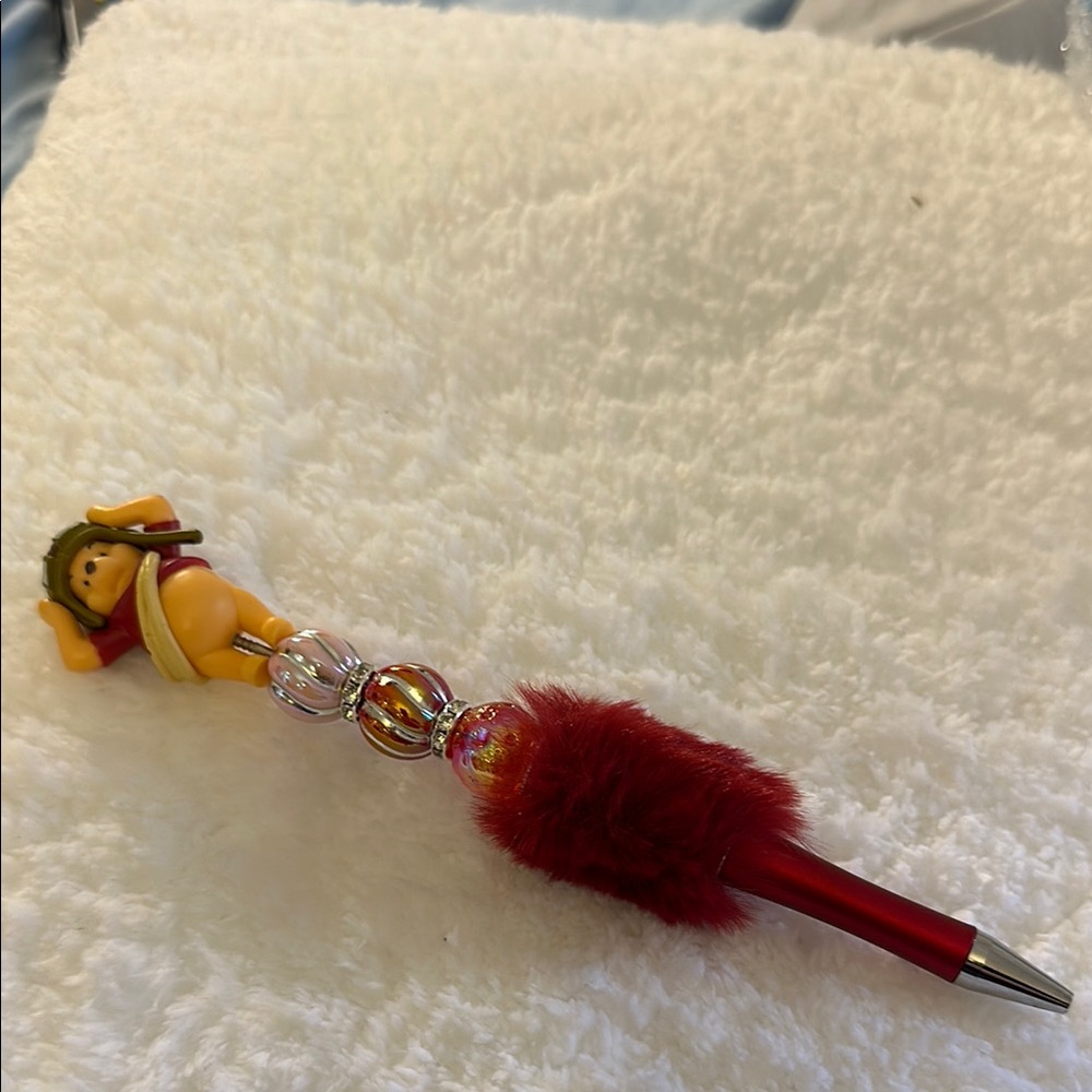 Cute Pen with Bear Topper and Beads